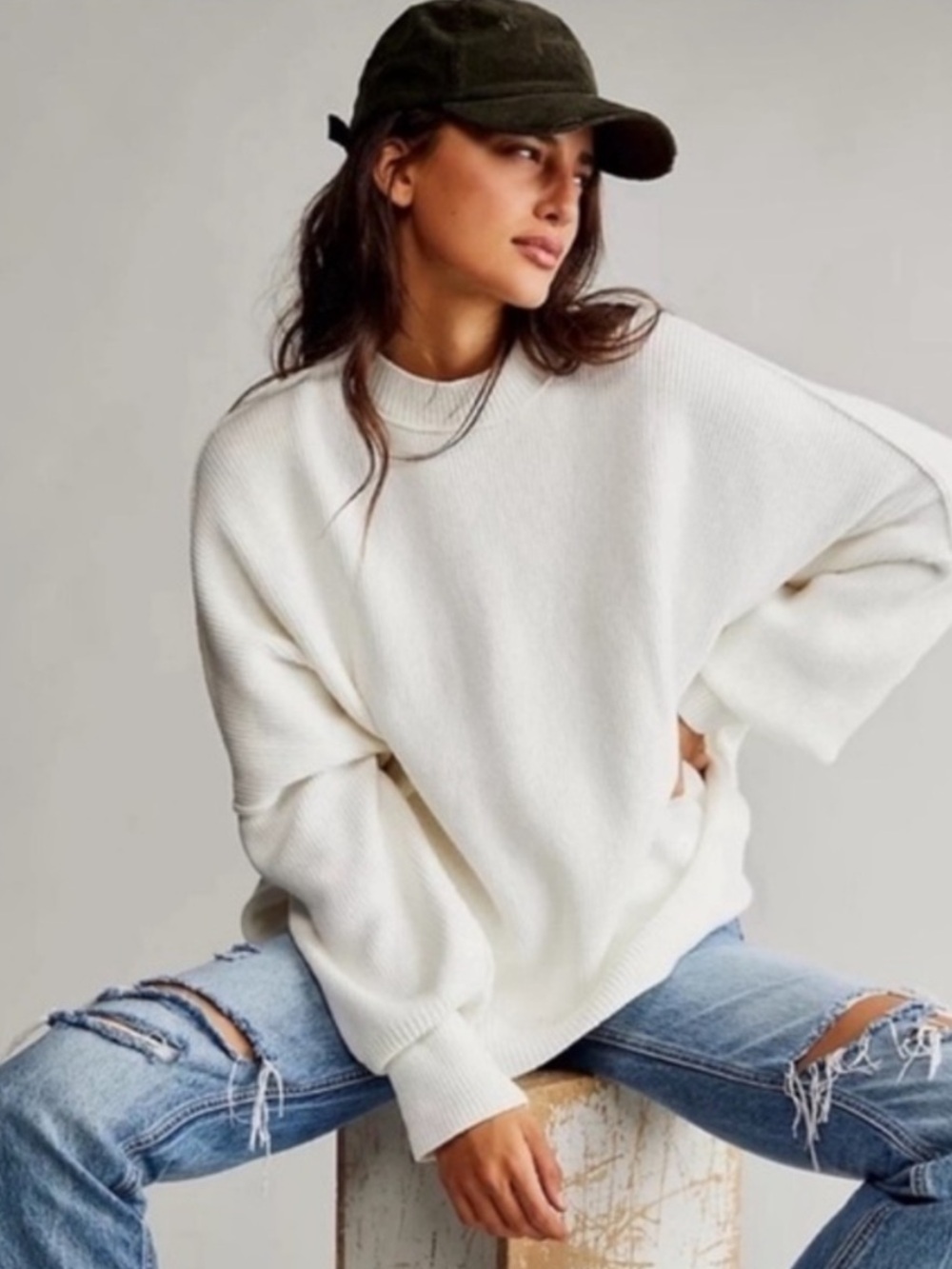 Free People Easy Street Tunic Sweater White